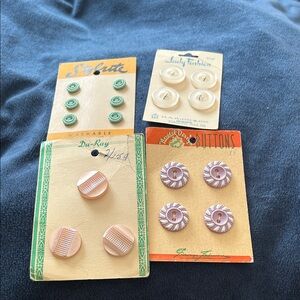 Assorted Button lot of 10 - Green, White, Pink